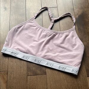 Nike Light Pink Racerback Sports Bra with Branded White Elastic